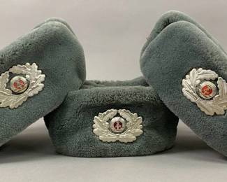 	East German NVA Winter Hats with Badges (3)