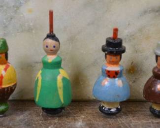 Vintage German Erzgebirge Figural Spinning Tops