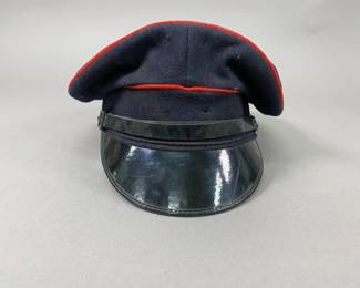 German Wool Visor Cap with Red Piping