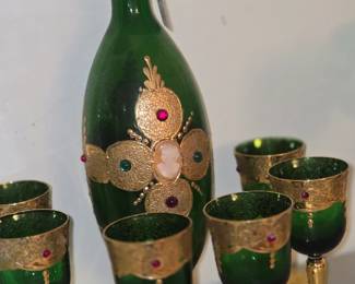 Venetian style decanter & cordials