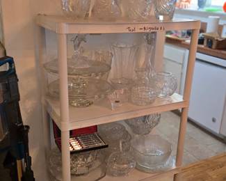 Beautiful crystal decanters and vases, cake stands, platters