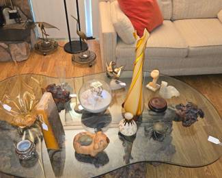 Vintage Gnarled root glass top coffee table