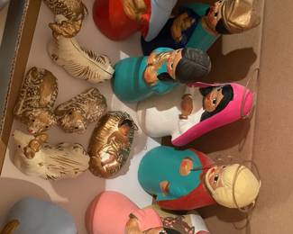Hand painted nativity, made in Mexico