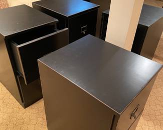 Back wood file cabinets with solid black top
