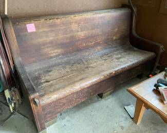 Old Bench, Solid Oak with horse details