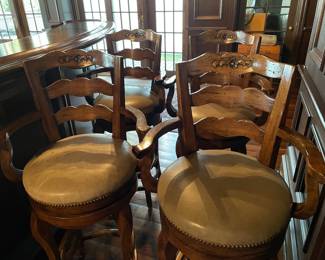 Bar Stools , Solid Wood, Leather seats