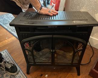 R.W. Flame Electric Fireplace Heater with Remote – Black Stove Style