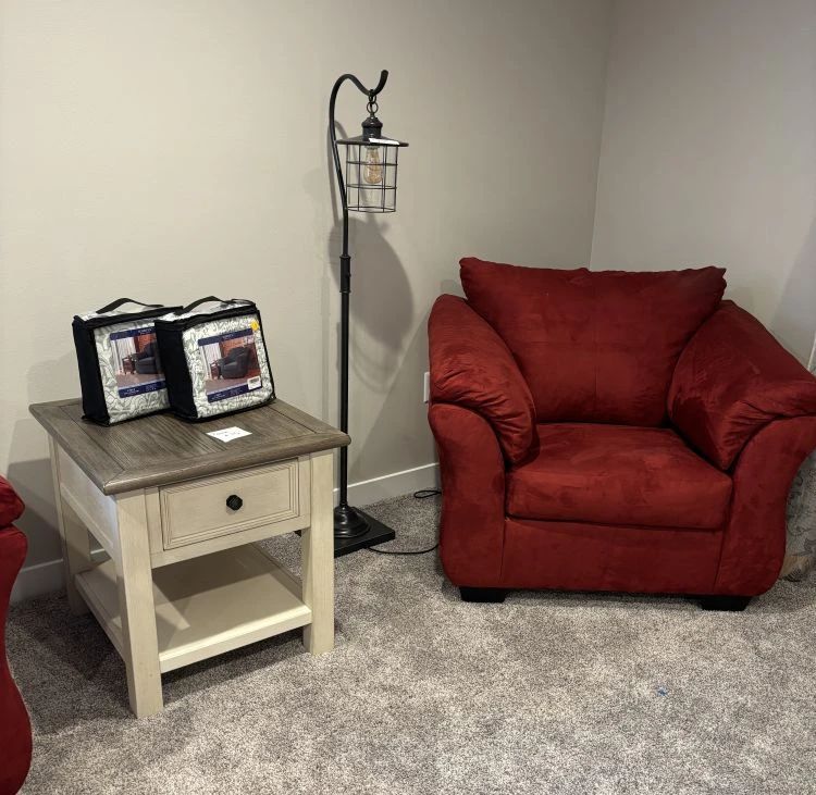 Comfy Chair, Floor Lamp & Nighstand