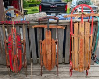 Vintage wooden sleds