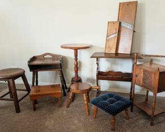 Antique wood accent tables