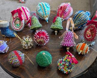 Handmade sequined Xmas ornaments