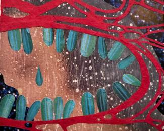 Signed 2017 Contemporary Abstract Mixed-Media Collage Artwork