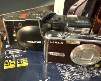 Olympus XA2 35mm Compact Film Camera, Panasonic Lumix Compact Digital Camera with Leica Lens