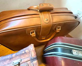 Assorted Leather & Hard-Sided Travel Luggage / Suitcases