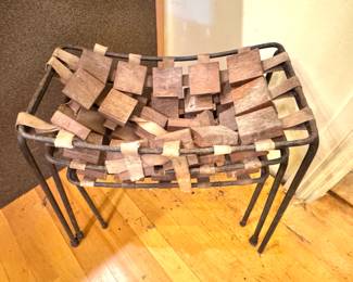Maxwell Yellen “Checkerboard Collection” Walnut & Wrought Iron Nesting Stools / Tables, Circa 1953 – As-Is for Restoration
