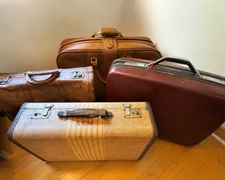 Assorted Leather & Hard-Sided Travel Luggage / Suitcases