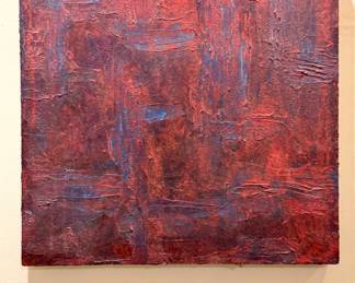 Alexandra Signed Red & Blue Abstract Textured Painting, 1998