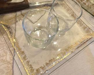 George Briard Gold Recipe Glass Serving Tray
