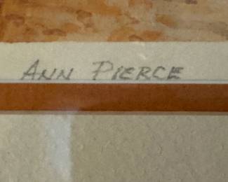 Ann Pierce Signed Architectural Interior Watercolor / Mixed Media Artwork