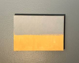 Minimalist Gray & Yellow Abstract Painting on Canvas