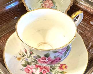 Crown Staffordshire Floral Fine Bone China Teacup & Saucer