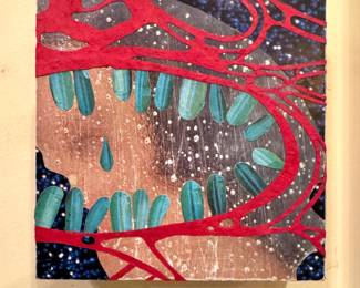 Signed 2017 Contemporary Abstract Mixed-Media Collage Artwork
