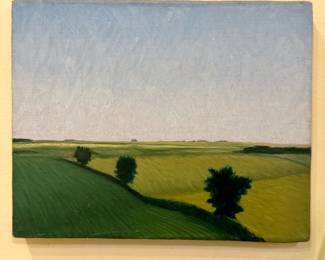 Bruce Riley Iowa Landscape Oil Painting, 1988