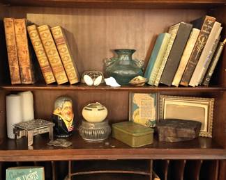 Assorted Decorative Collectibles, Books & Shelf Décor