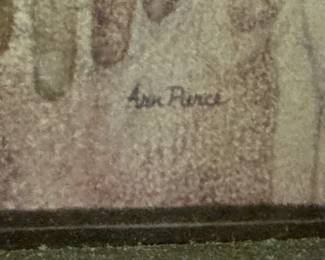 Signed Ann Pierce Figural Portrait Drawing