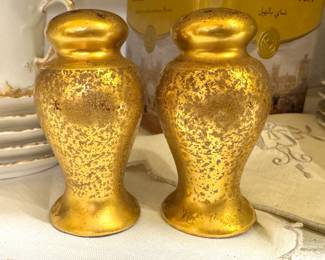 Gold Gilt Porcelain Salt & Pepper Shakers