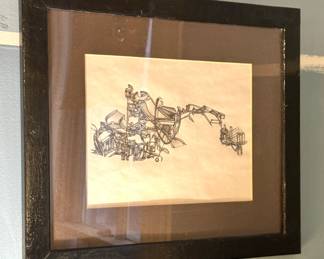 Framed Industrial Machinery Technical Line Drawing / Mechanical Illustration