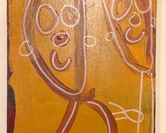 Abstract Figural Two Faces Painting on Canvas