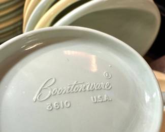 Boontonware 3610 Mid-Century Melmac Dinnerware Set in Seafoam Green & Yellow