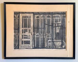 Window & Fire Escape Woodblock Print