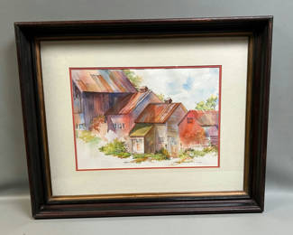 Lot 1: Signed Rustic Homes Watercolor