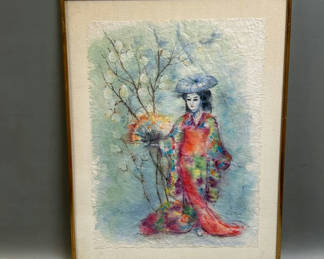 Lot 12: Watercolor Portrait of Lady Signed