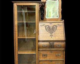 Lot 34: Antique Oak Side by Side Secretary Desk