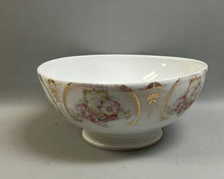Lot 46: Large Porcelain Floral Punch Bowl Germany