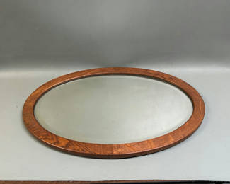 Lot 11: Oval Oak Frame Mirror