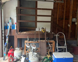 Lot 163: Garage Lot with Skis and CB Radio