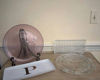 Lot 132: Vintage Footed Cake Plate & Entertaining Items