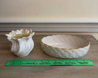 Lot 101: Belleek Vase and Lenox Oval Dish