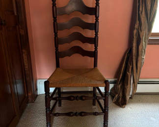 Lot 146: Ladder Back Side Chair - Rush Seat