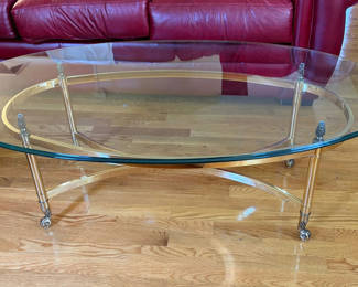 Lot 62: Heavy Glass and Brass Coffee Table