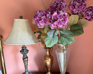 Lot 77: 2 Tall Vases with Lamp
