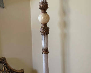 Lot 80: Beautiful Floor Lamp with Beaded Trim Shade
