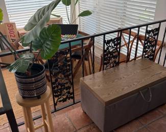 Storage Bench, artificial plant decor