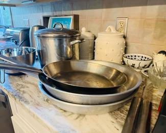 Much in the way of kitchen where, pots and pans, etc.