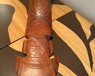 Hand Carved Polynesian Teak Wood Arm Sculpture