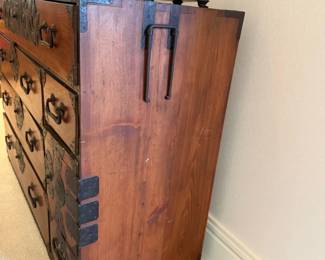 1930's Japanese Lacquer Sendai Tansu Clothing Chest